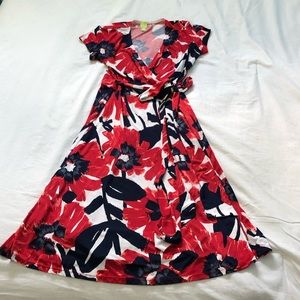 Tristan wrap dress floral white & red V-neck dress